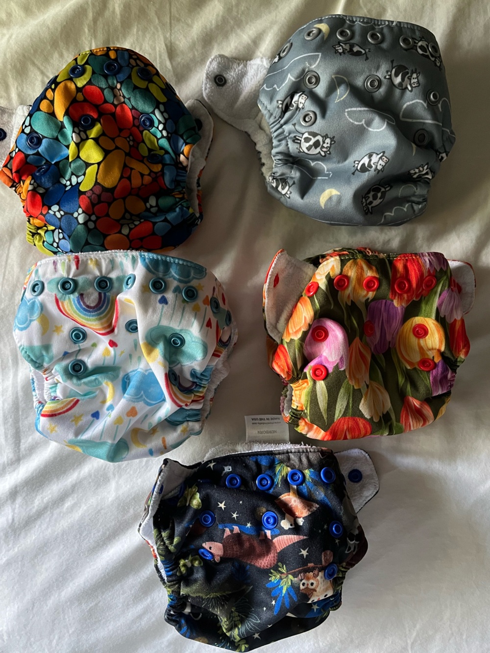 Lot of 5 Thirsties Newborn AIO All in one